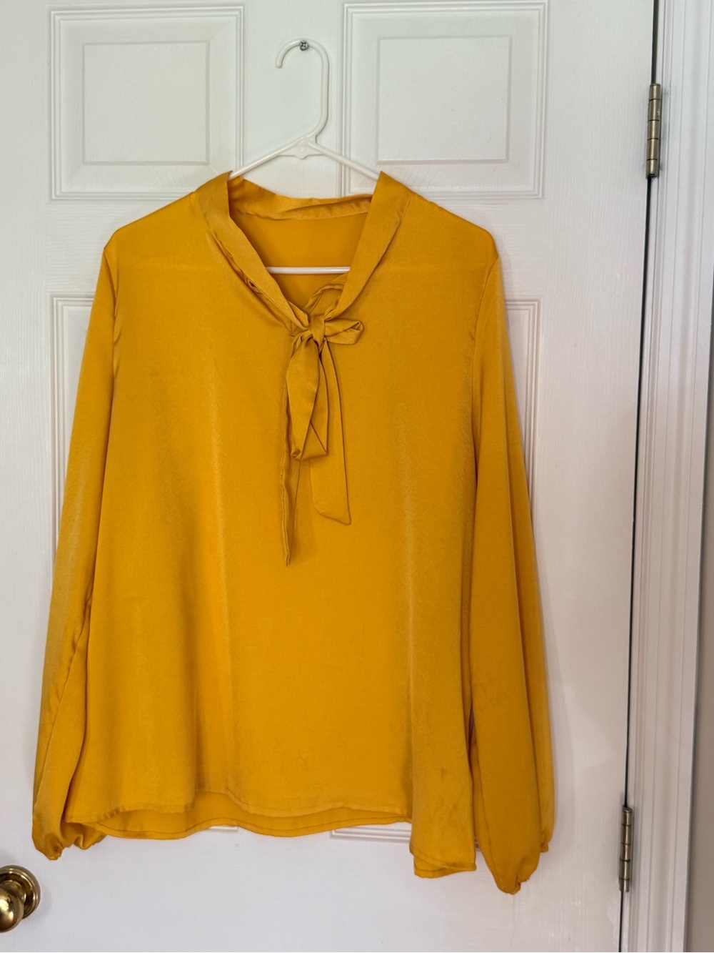 Women’s Tie-Neck Mustard Blouse